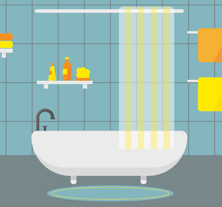 image showing a bath with shower
