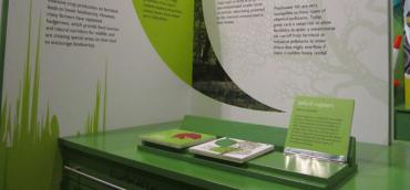 information boards at the museum display in the woodland collection